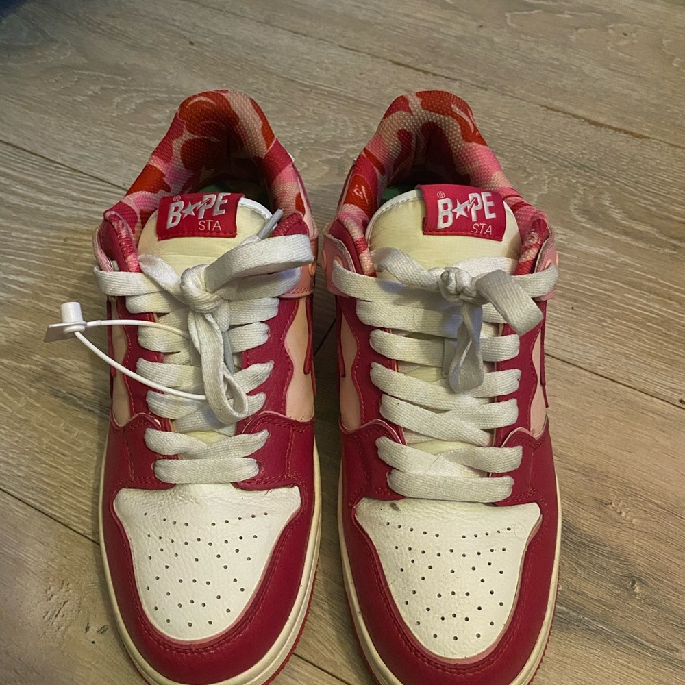 Bape Red and White Sneakers Classic Design